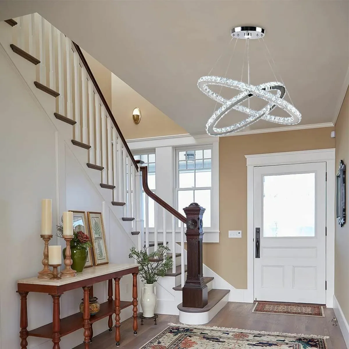 Double-Ring Crystal LED Chandelier Modern Height - Image 2