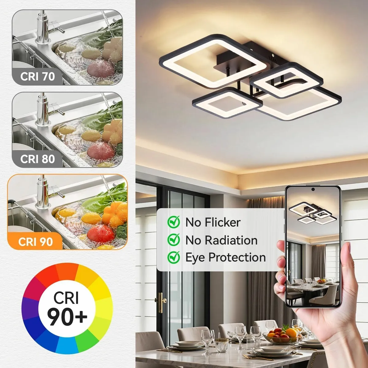 Modern Ceiling Light LED 40W Dimmable Litting - Image 3