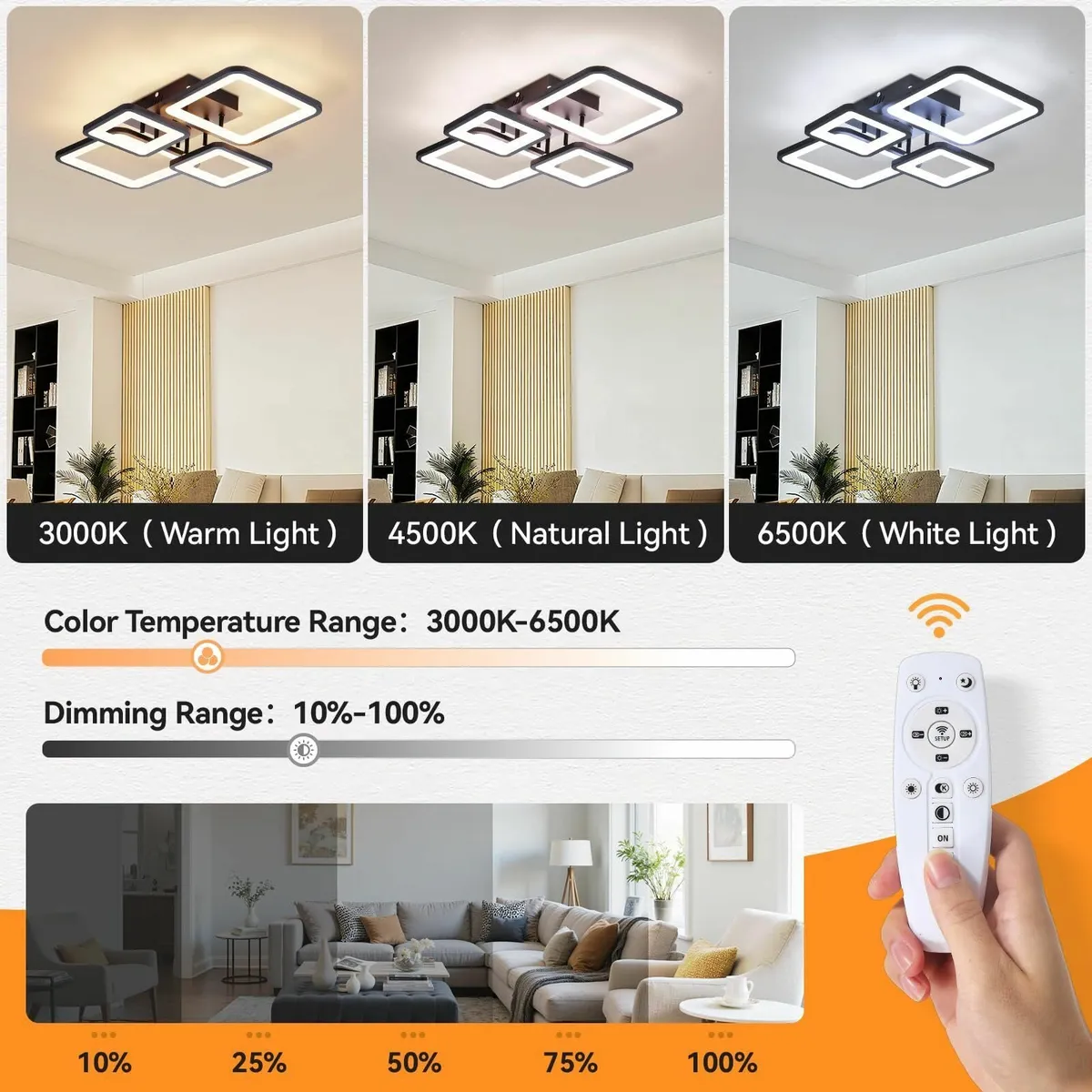 Modern Ceiling Light LED 40W Dimmable Litting - Image 4