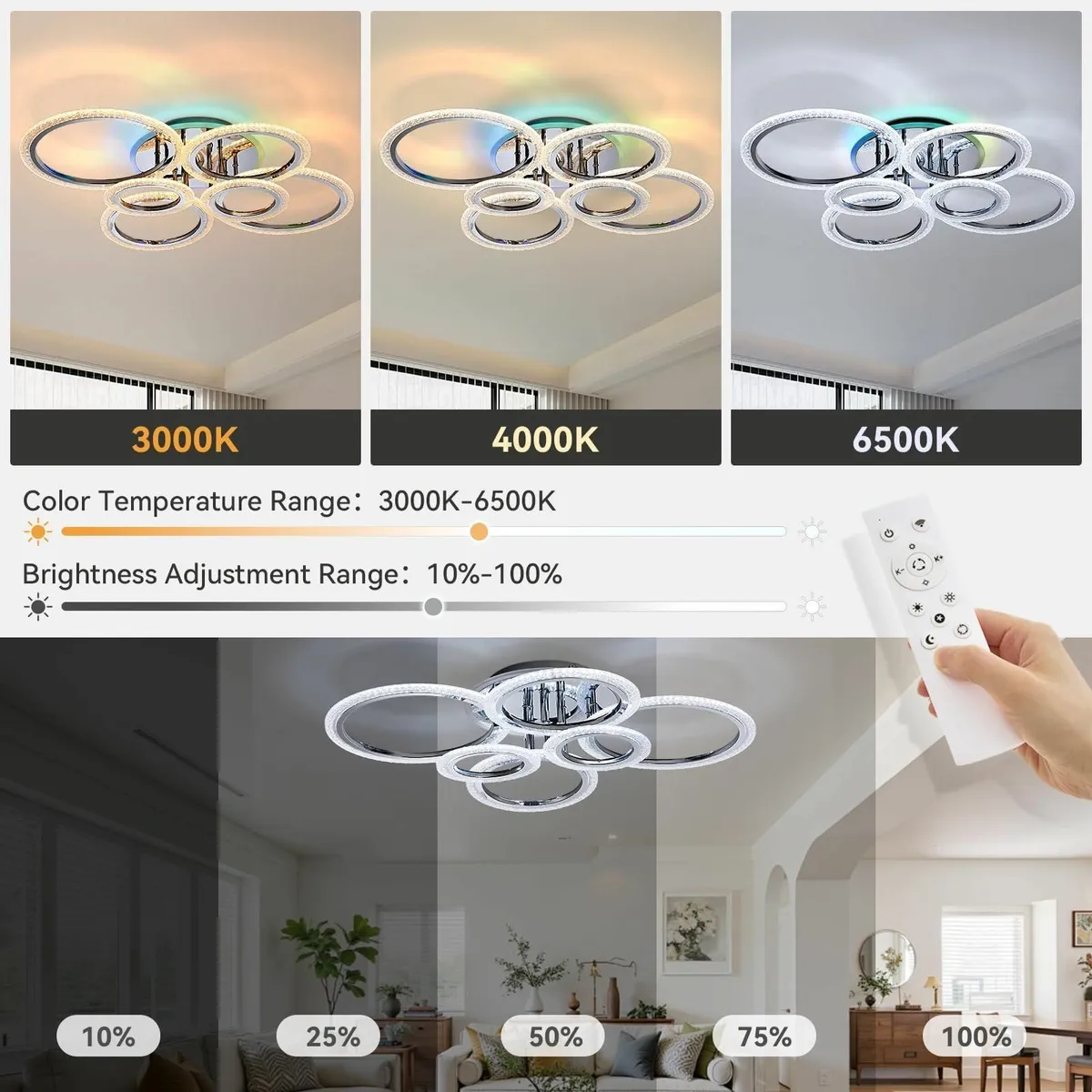 Modern LED Ceiling Light 60W 5400LM Dimmable - Image 3