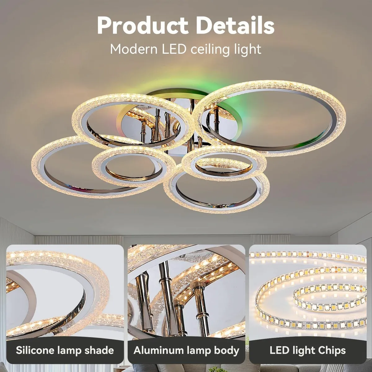 Modern LED Ceiling Light 60W 5400LM Dimmable - Image 4