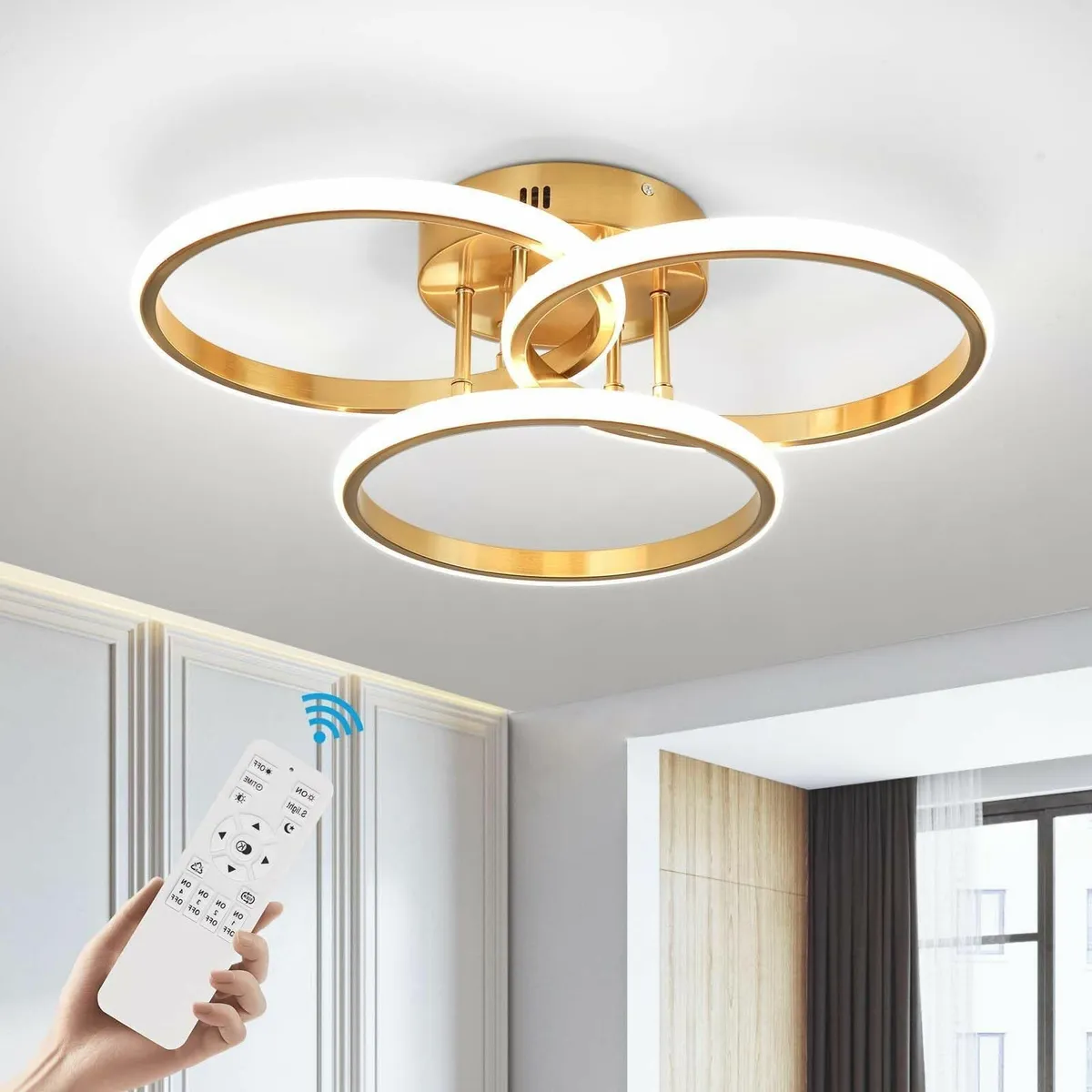 Modern Ceiling Light LED 48cm 45W Gold Dimmable - Image 1