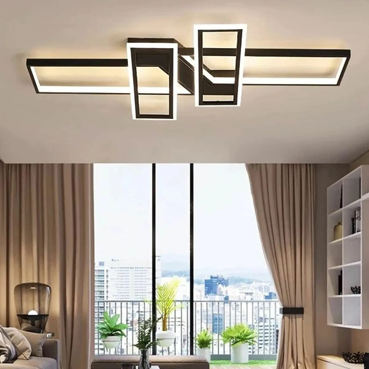LED Ceiling Light Dimmable Rectangle 94W Black - Image 4