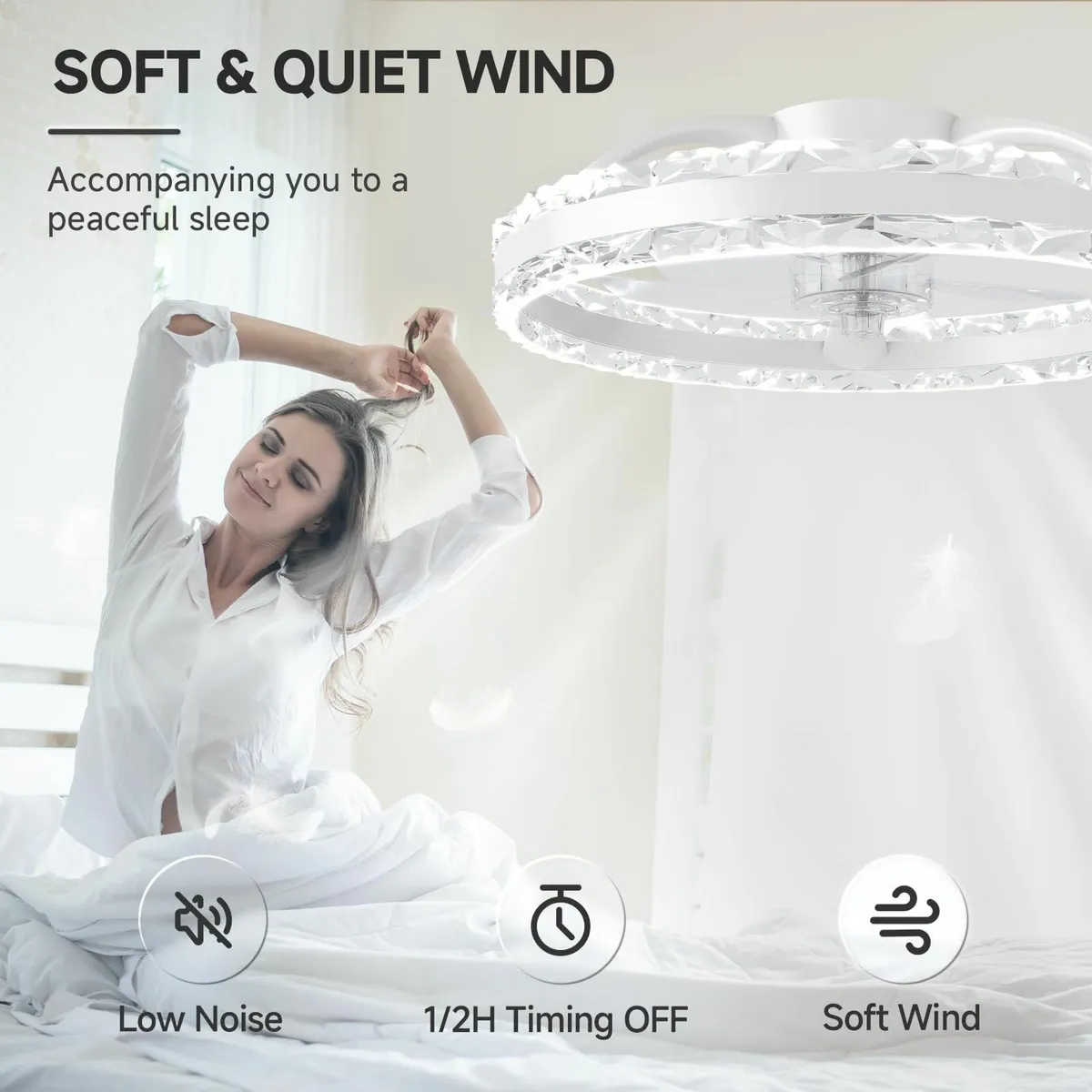 Ceiling Fans with Lights and Remote 50cm Modern - Image 4