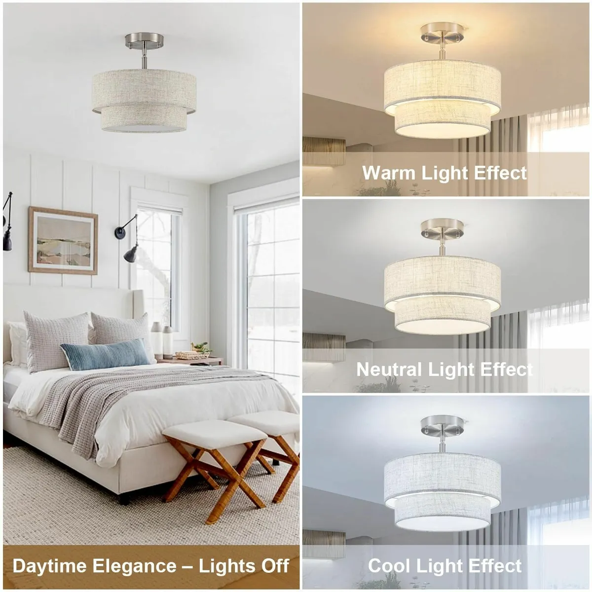 Chrome Ceiling Lights Living Room 3-Light Modern - Image 2