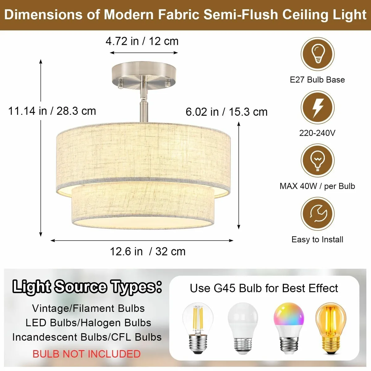 Chrome Ceiling Lights Living Room 3-Light Modern - Image 3