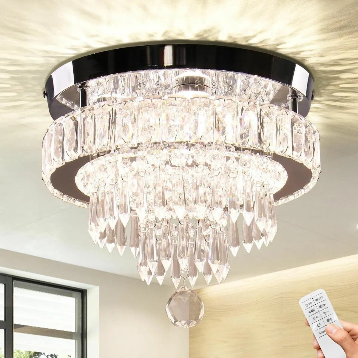 11.8 inches Crystal Ceiling Light LED Flush Mount - Image 1