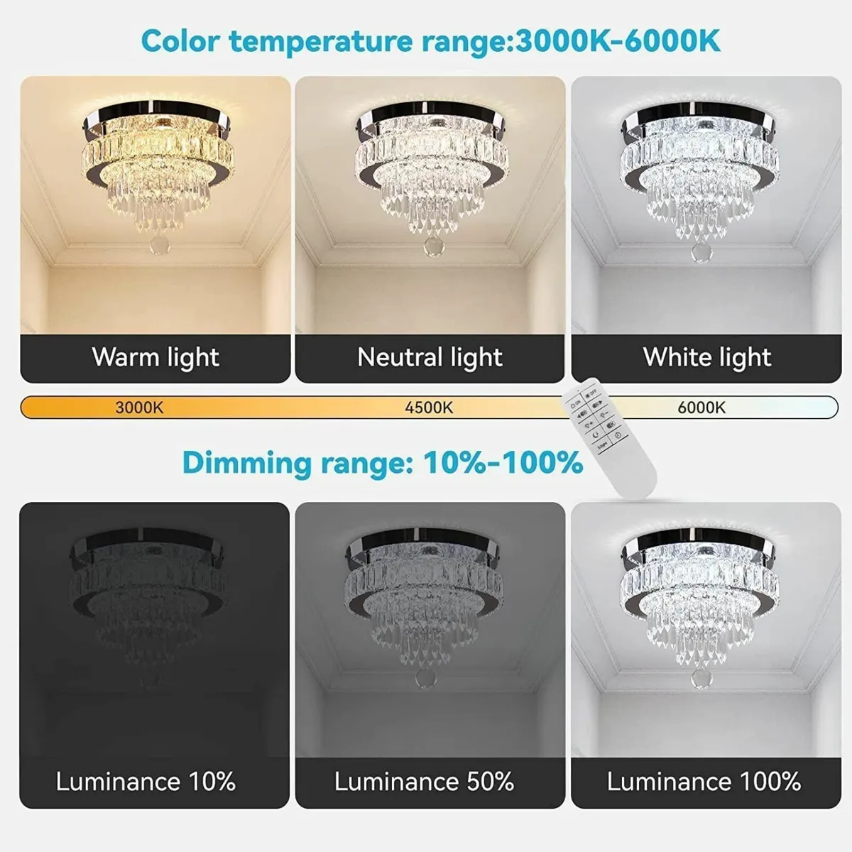 11.8 inches Crystal Ceiling Light LED Flush Mount - Image 3