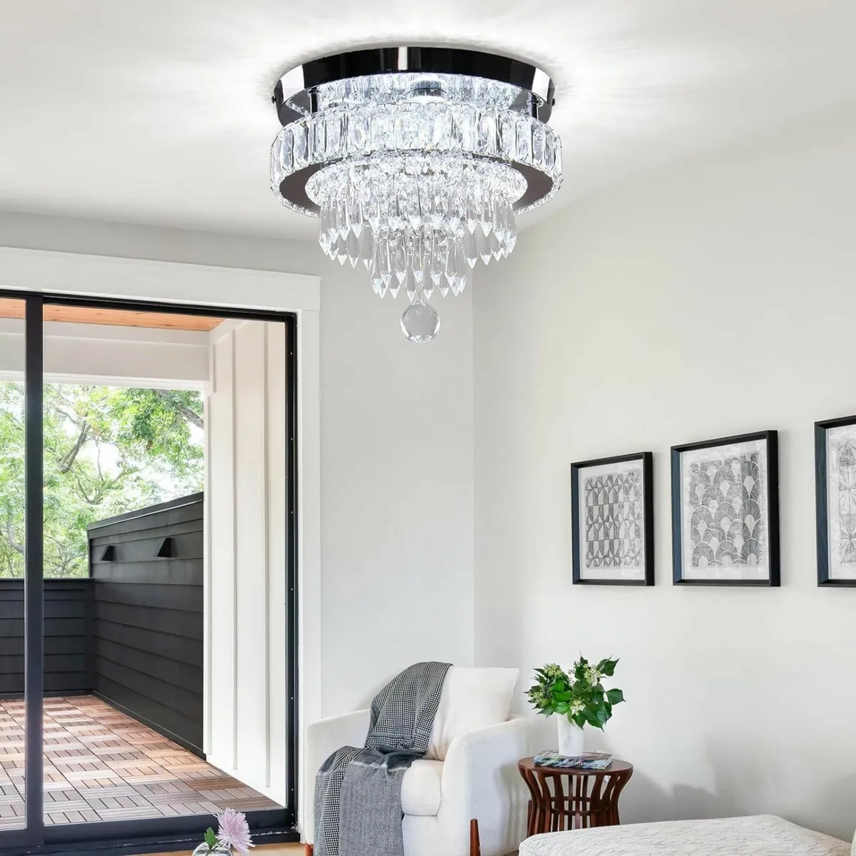 11.8 inches Crystal Ceiling Light LED Flush Mount - Image 4