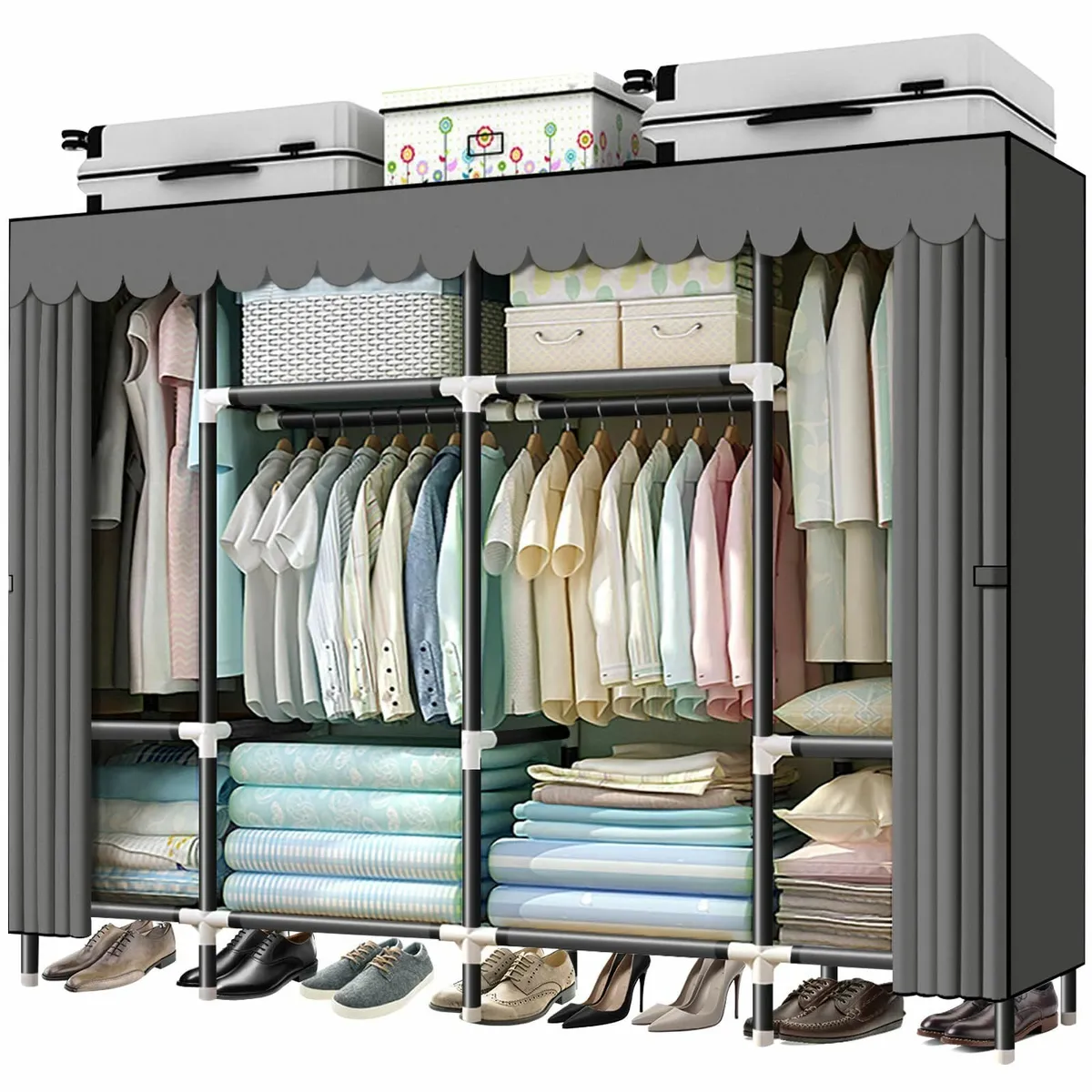 Portable Wardrobe Clothes Closet Storage Organizer - Image 1