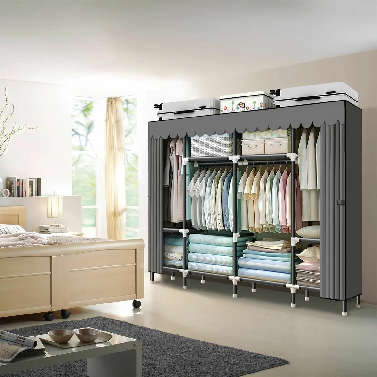 Portable Wardrobe Clothes Closet Storage Organizer - Image 2