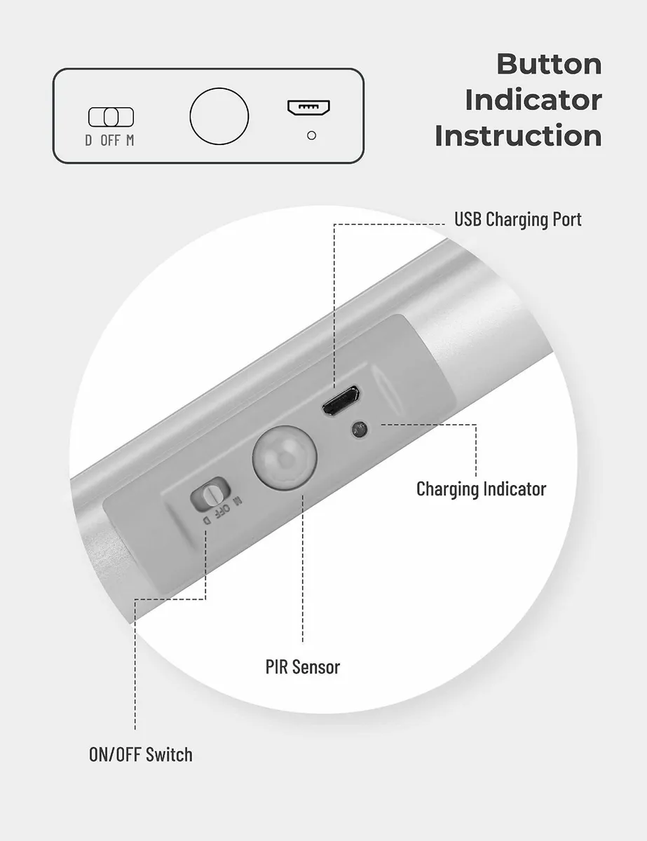 3 Pack Motion Sensor Wardrobe Lights LED Cupboard - Image 3