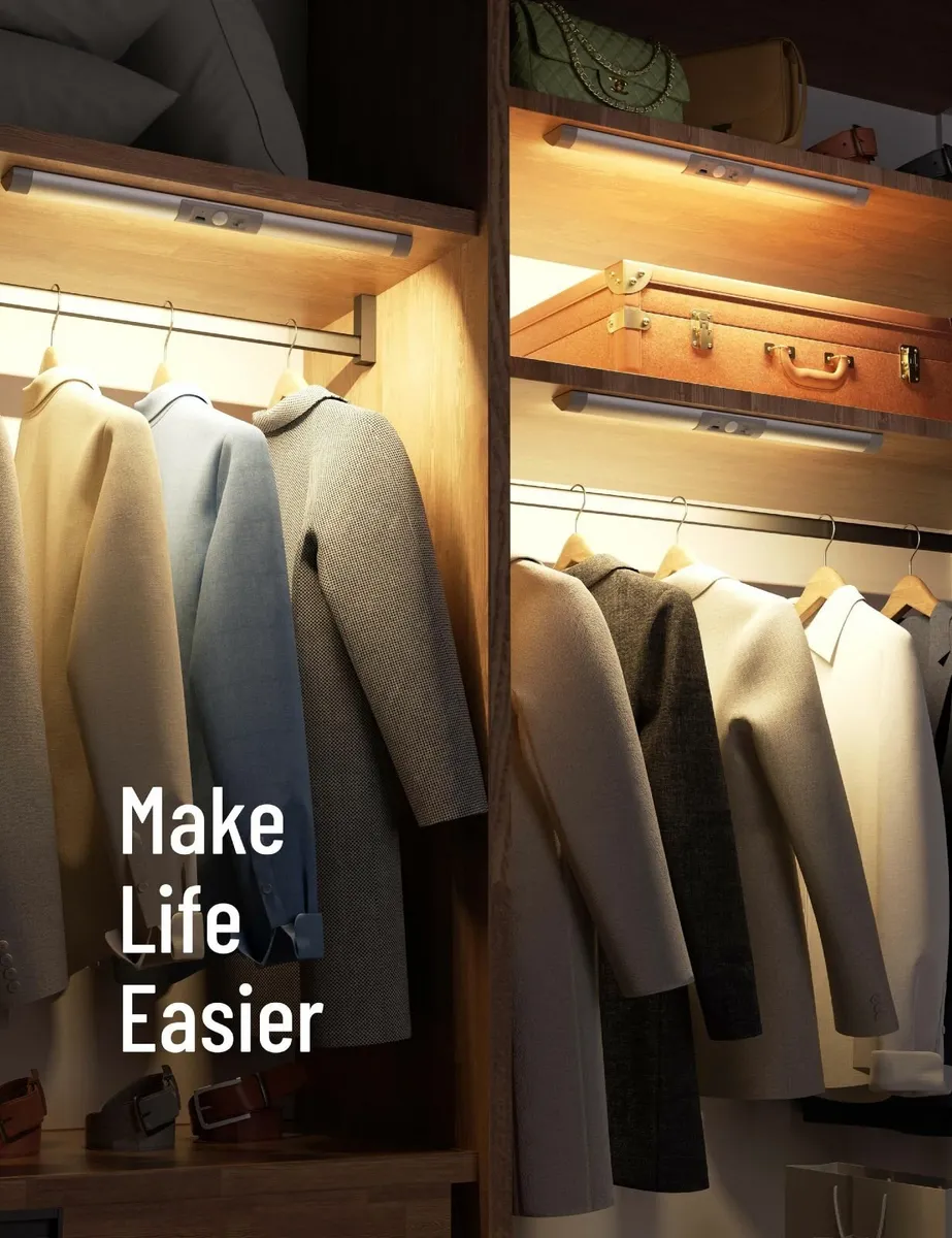 3 Pack Motion Sensor Wardrobe Lights LED Cupboard - Image 4