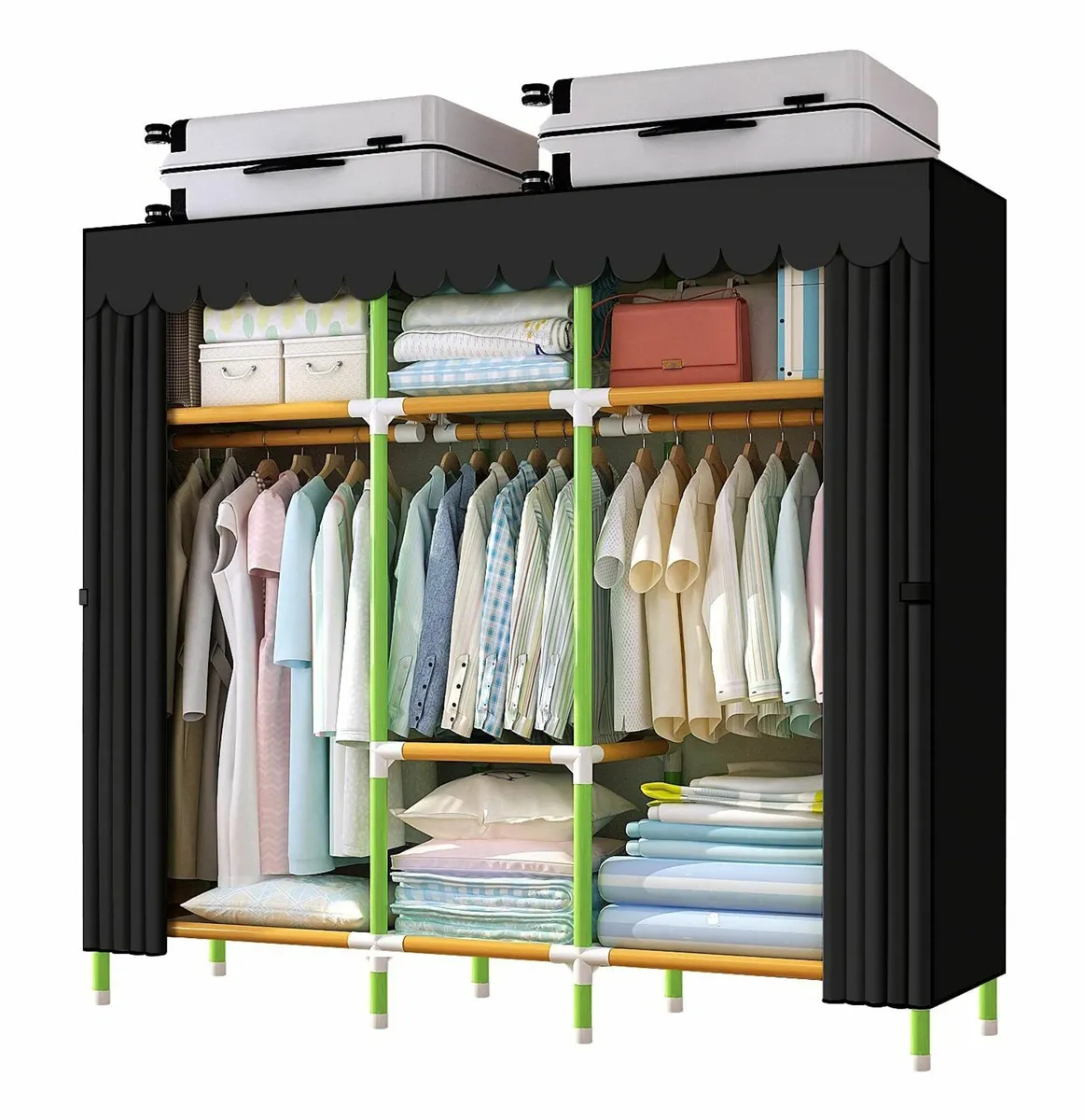 Portable Wardrobe Storage Closet Colored Rod and - Image 1