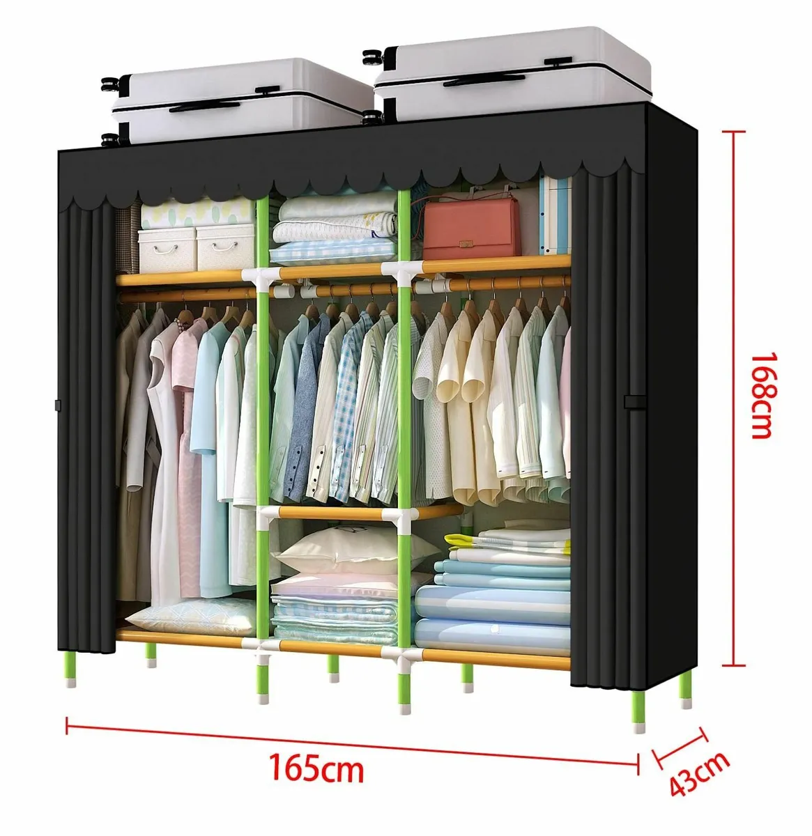 Portable Wardrobe Storage Closet Colored Rod and - Image 3