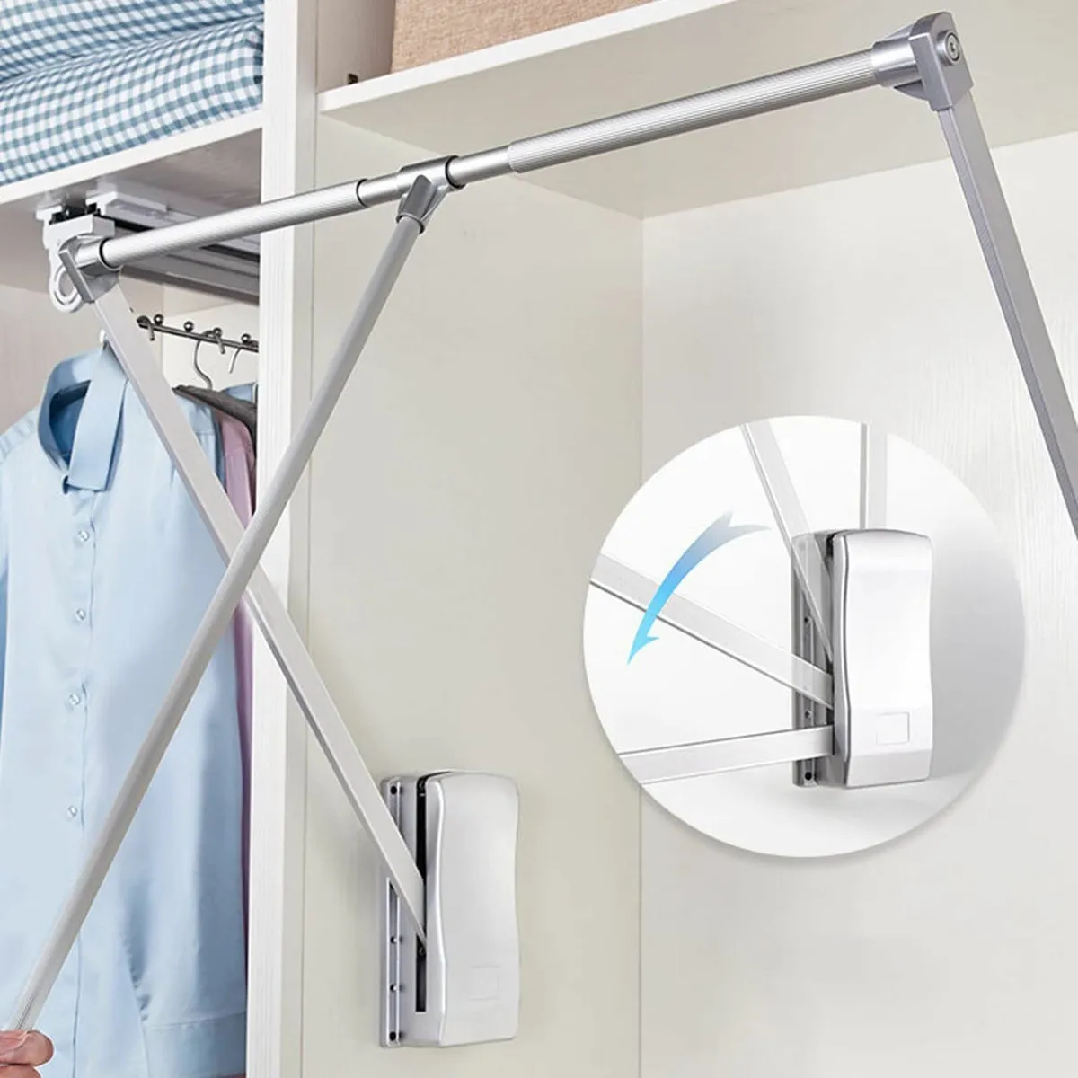 Pull Down Wardrobe Rail Adjustable Width 890mm to - Image 2