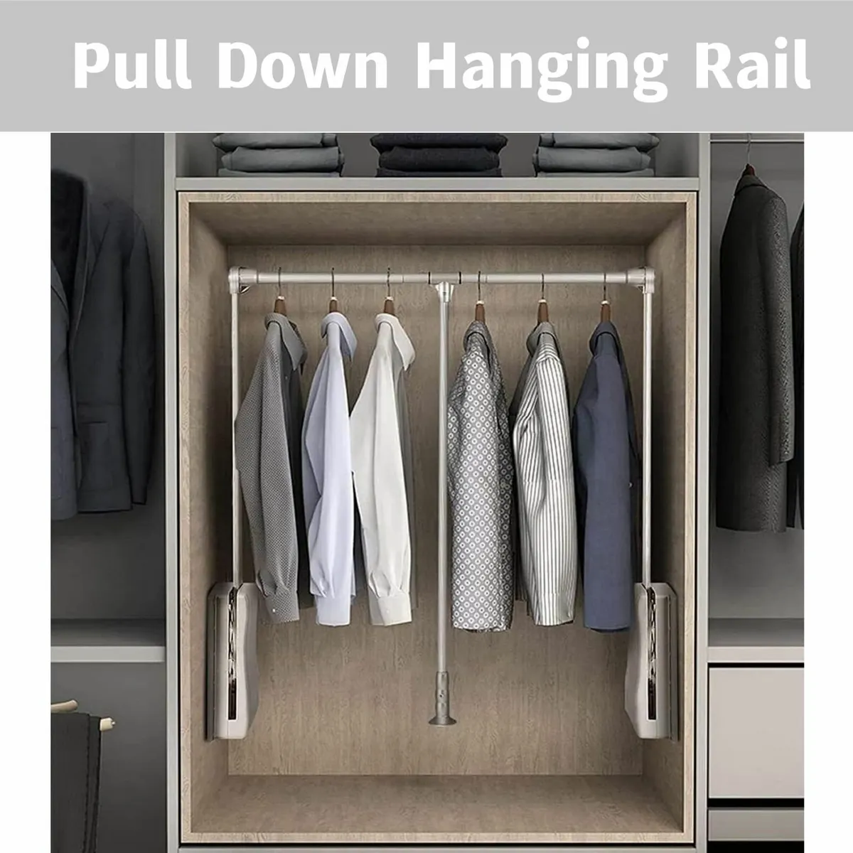 Pull Down Wardrobe Rail Adjustable Width 890mm to - Image 4