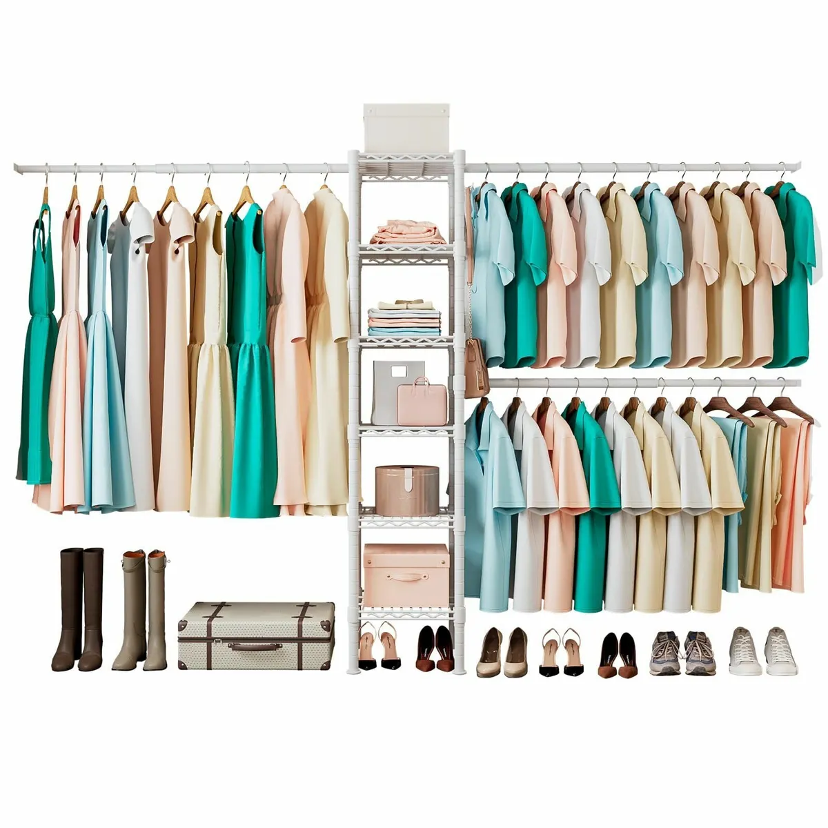 Telescopic Garment Rack Wall Mounted Coat Hanging - Image 1