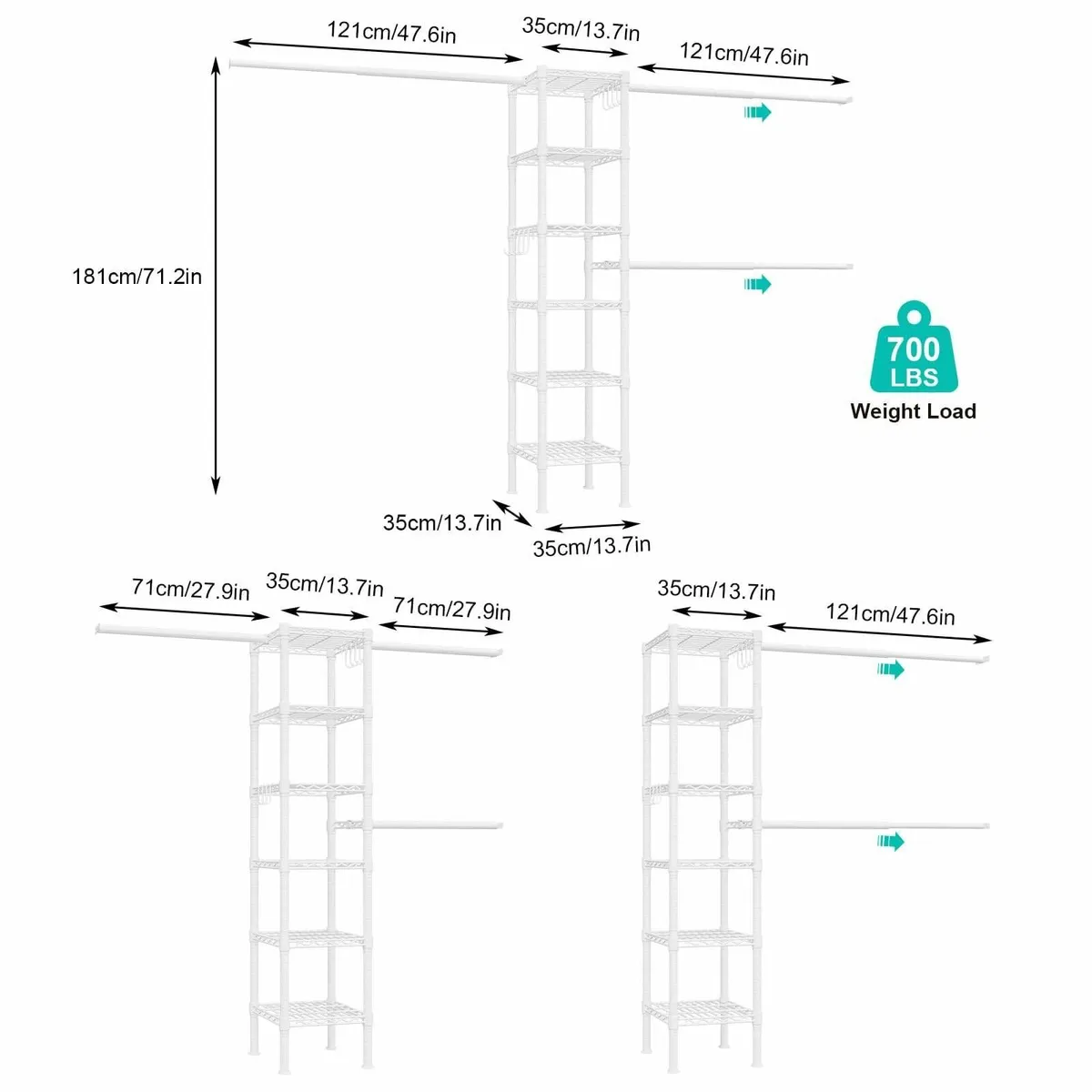Telescopic Garment Rack Wall Mounted Coat Hanging - Image 3