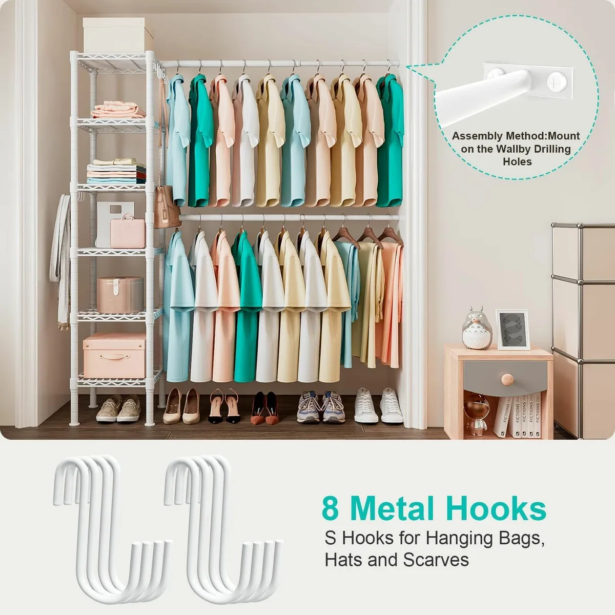 Telescopic Garment Rack Wall Mounted Coat Hanging - Image 4