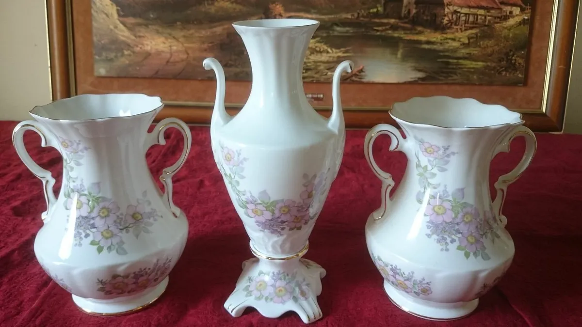 3 Pc. Royal Tara Irish Blossoms Bone China Vases - Image 1