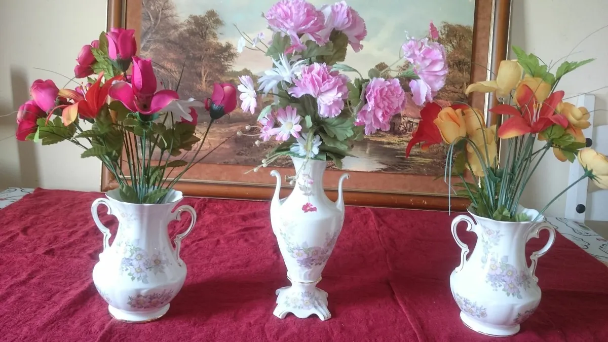 3 Pc. Royal Tara Irish Blossoms Bone China Vases - Image 2