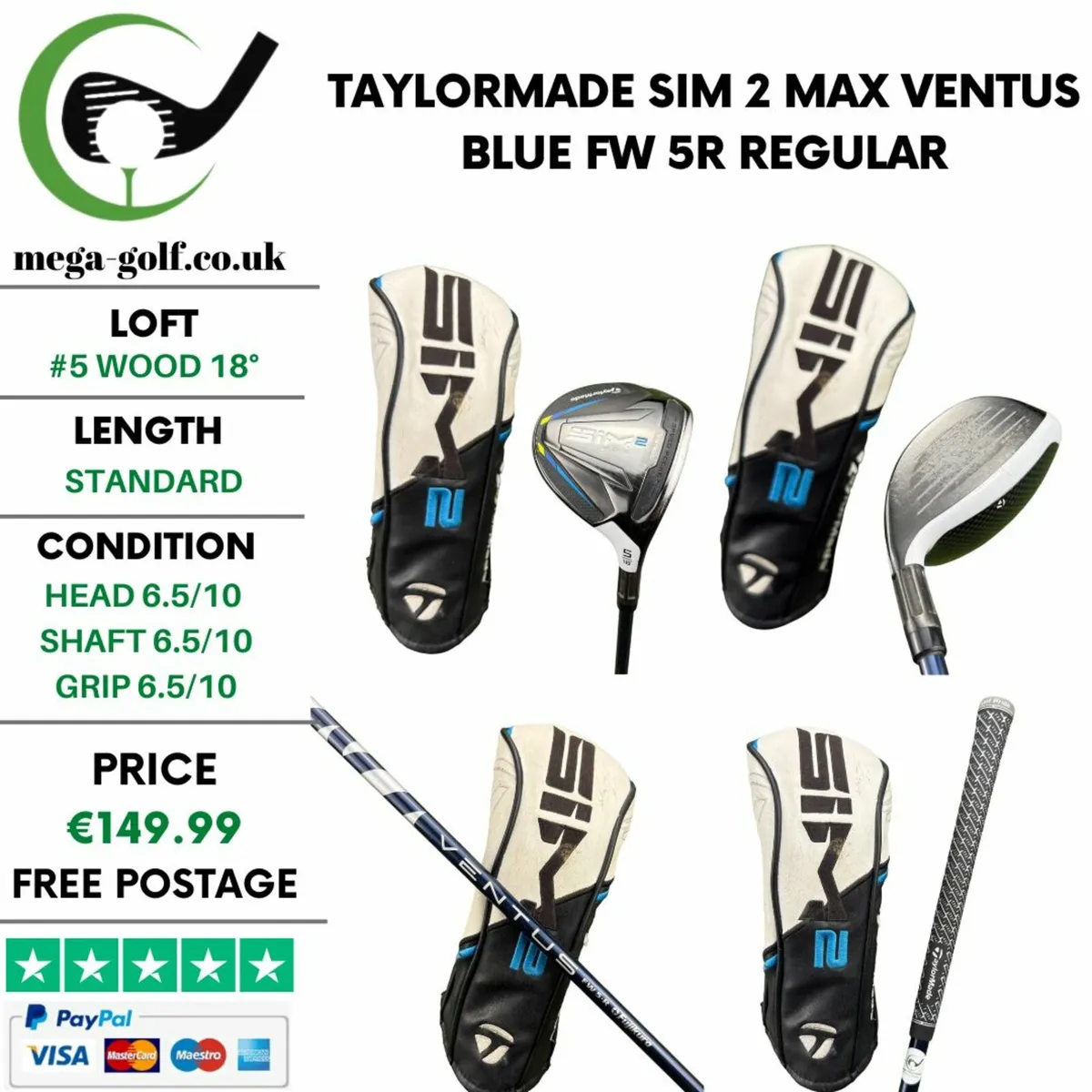 Taylormade Sim 2 Max #5 Wood 18° / Regular - Image 1