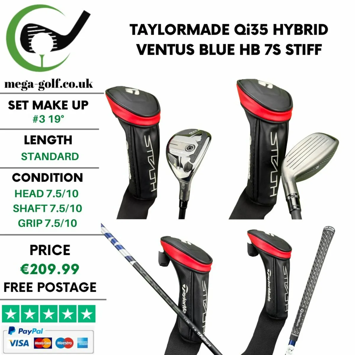 Taylormade Qi35 Hybrid / #3 19° / Stiff - Image 1