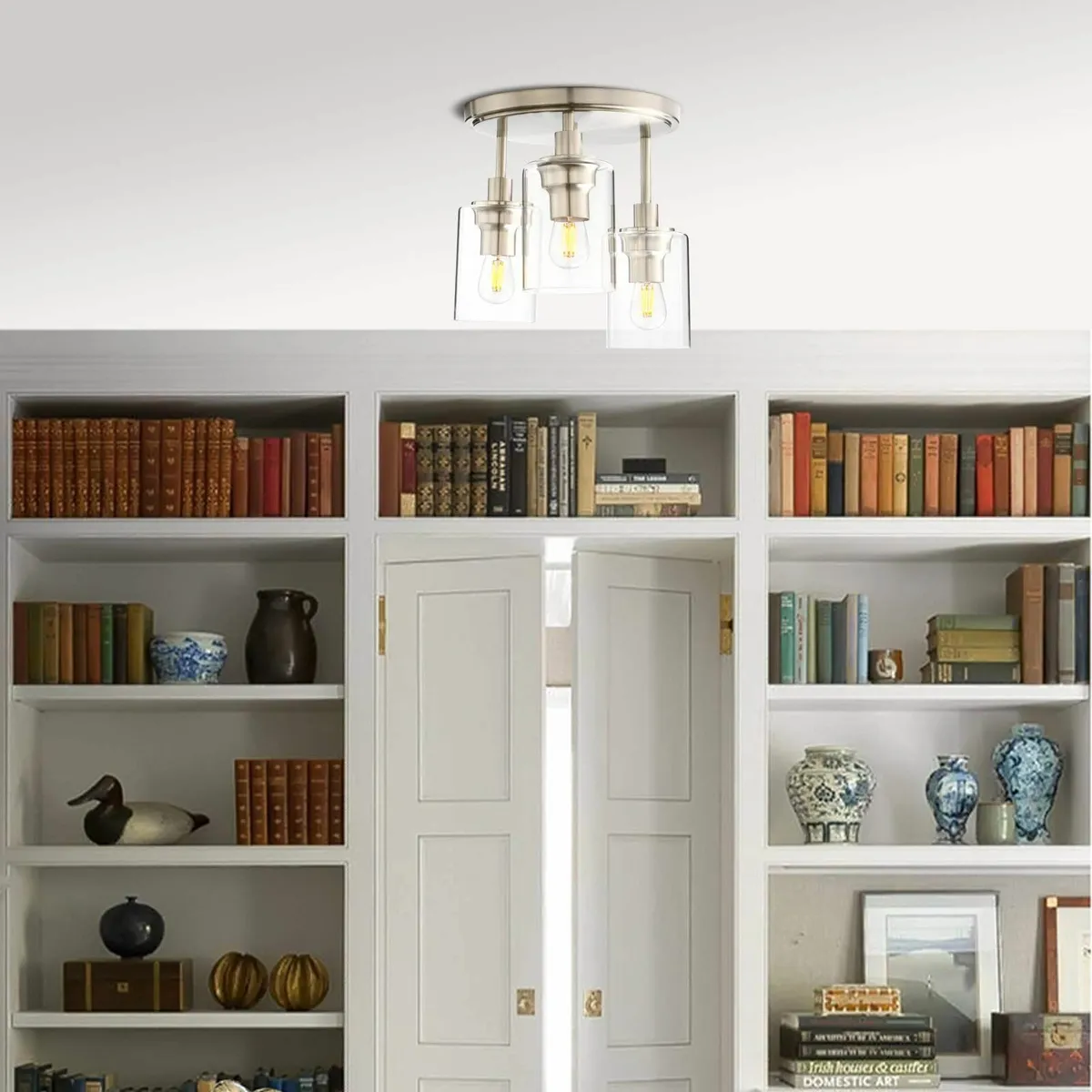 Vintage 3 Way Ceiling Lights Industrial Glass - Image 3