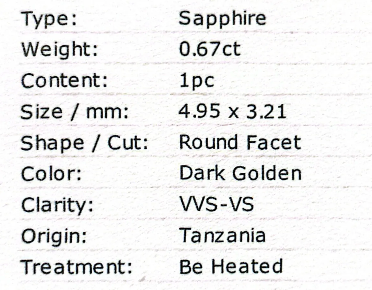 Platinum Golden Sapphire Solitaire Ring - Image 3