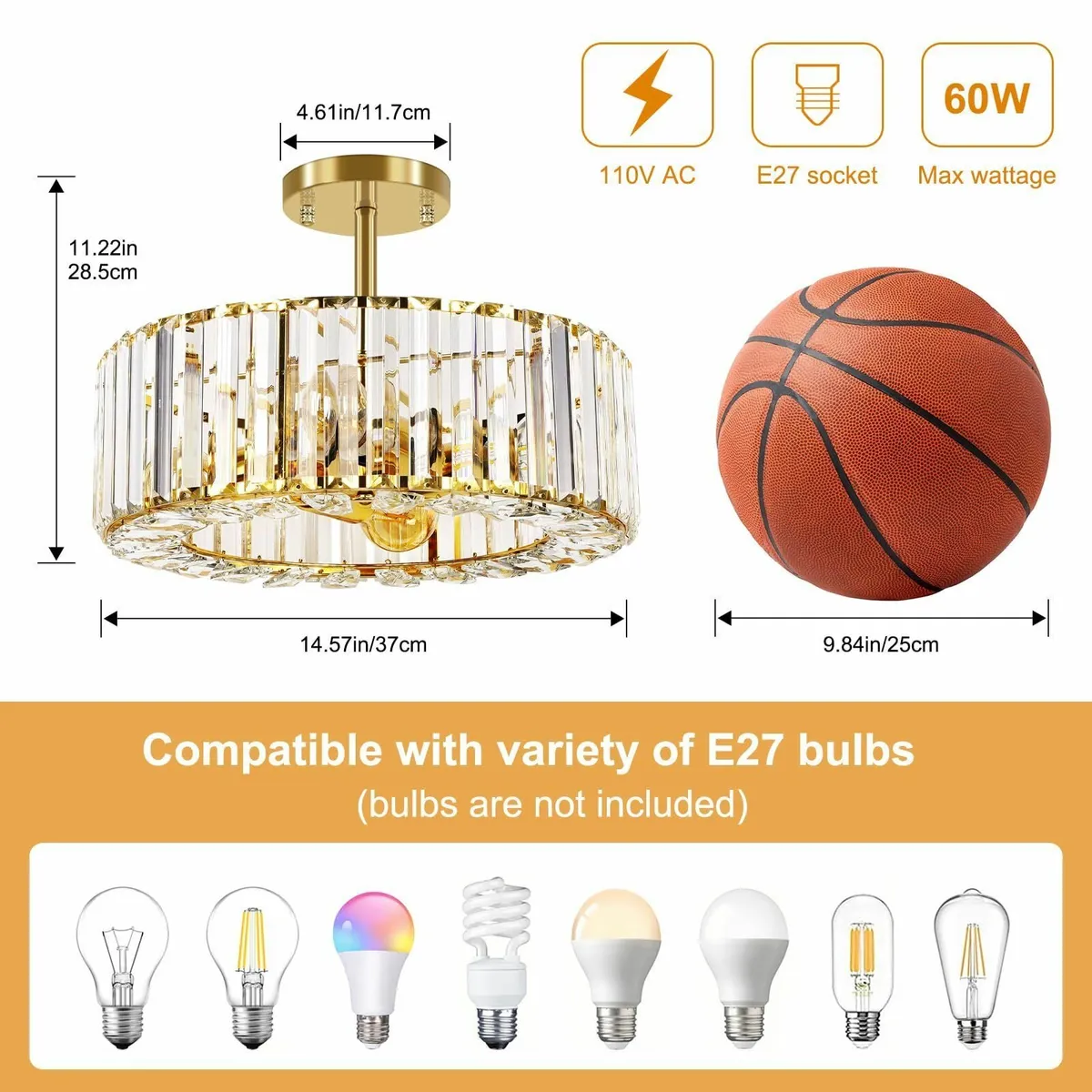 Modern Crystal Ceiling Lights Fixture 4-Lights - Image 2