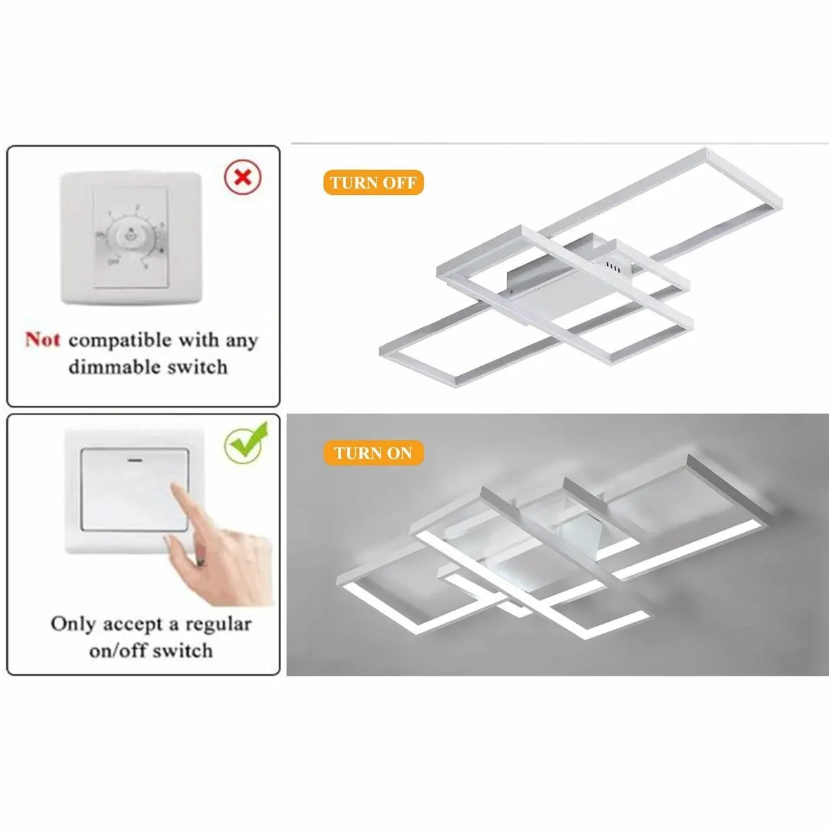 Ceiling Light Modern LED Lamps with 3 Squares 75W - Image 4
