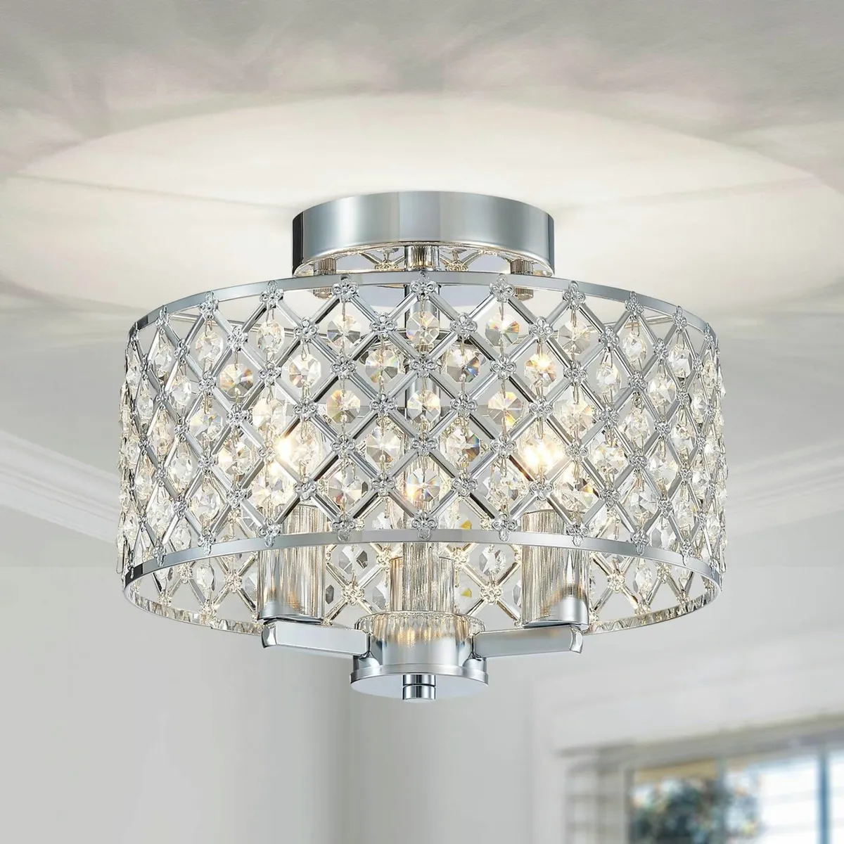 Saint Mossi Silver Crystal Ceiling Light Close to - Image 1