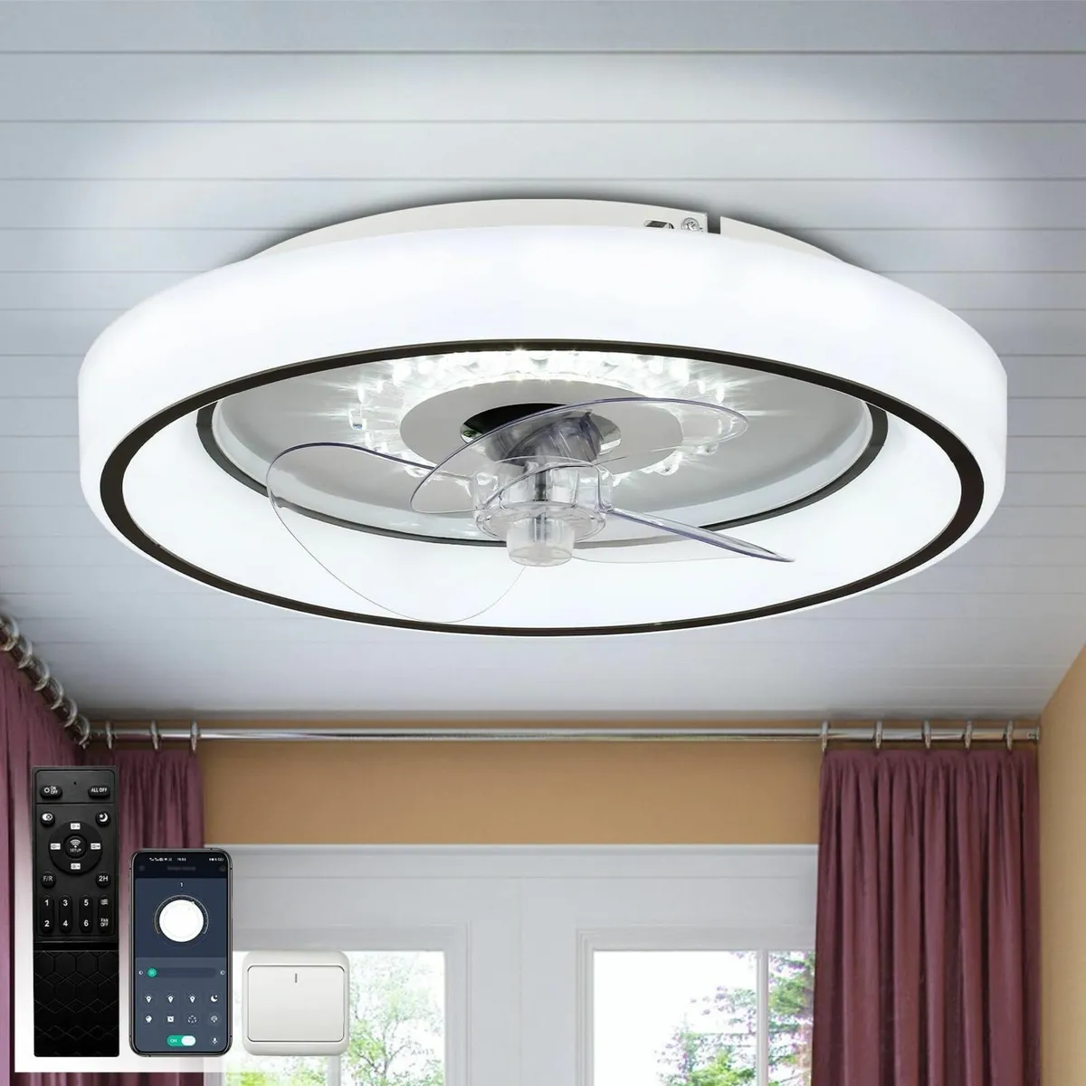 11 Modern Ceiling Fan with Light Dimmable LED - Image 1
