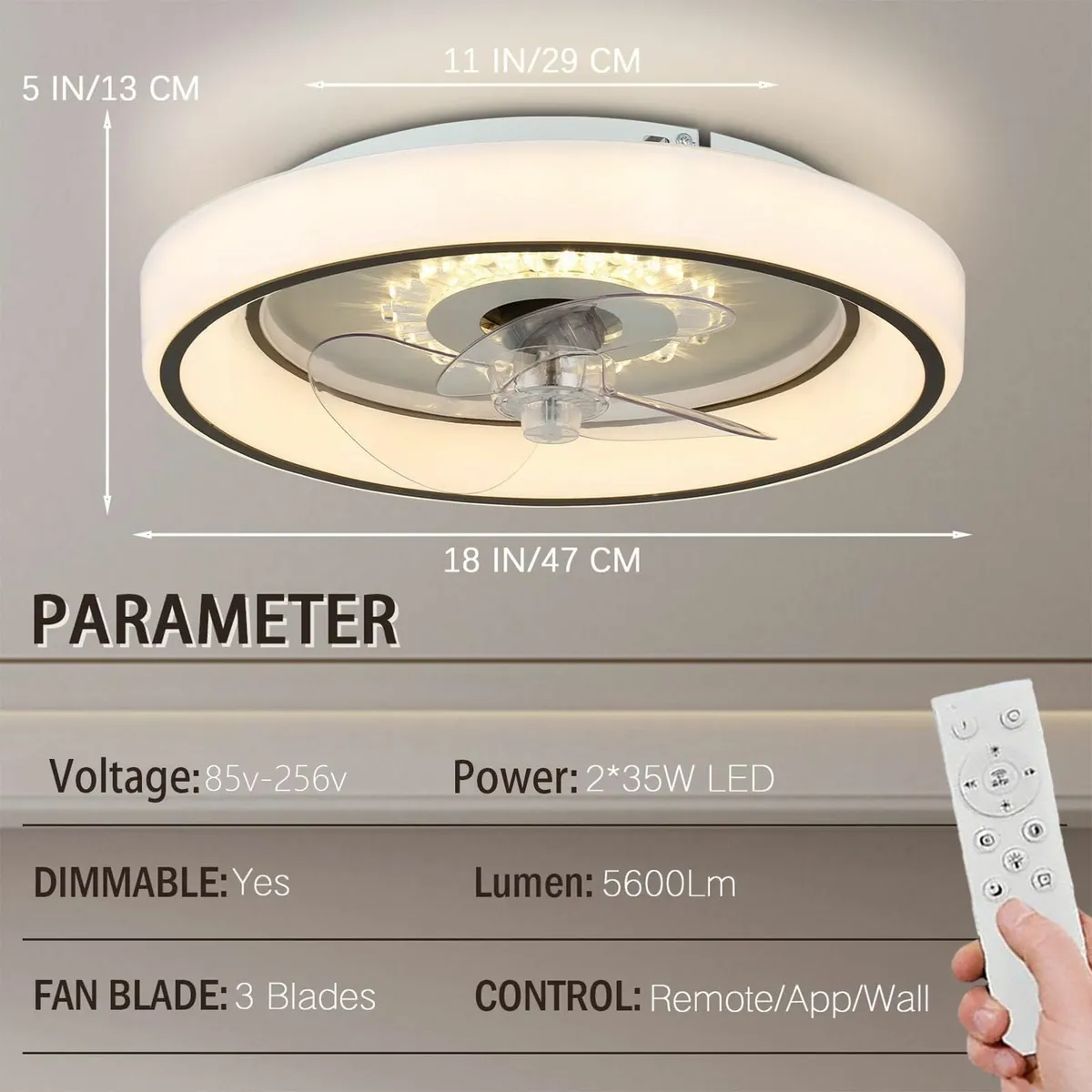 11 Modern Ceiling Fan with Light Dimmable LED - Image 3