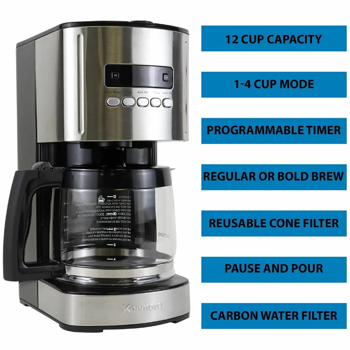 Drip Coffee Maker Machine 12-cup 1.8L Programmable - Image 4