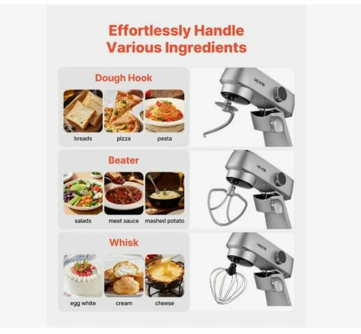 Stand Mixer, 7.4 L Electric Kitchen Mixer, 1800W - Image 3