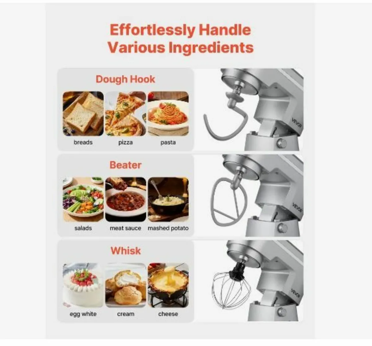 Stand Mixer, 5.7 L Electric Kitchen Mixer, 1500W - Image 3