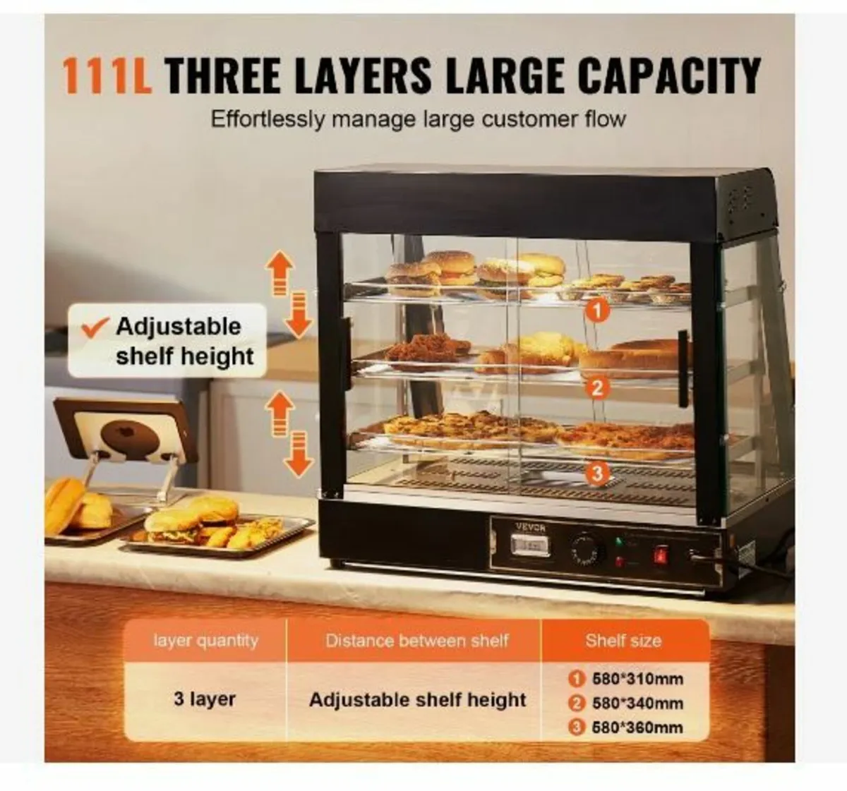 3-Tier Commercial Food Warmer Display - Image 3