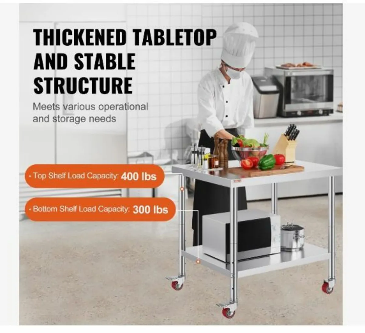Stainless Steel Catering Work Table 30x36 Inch - Image 2