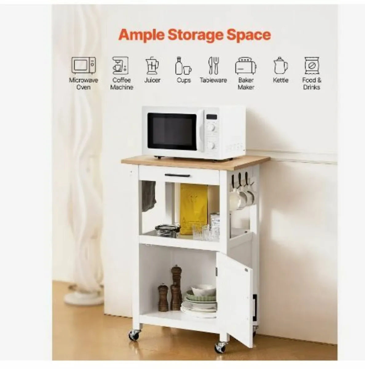 Kitchen Island Cart with Single Door - Image 3