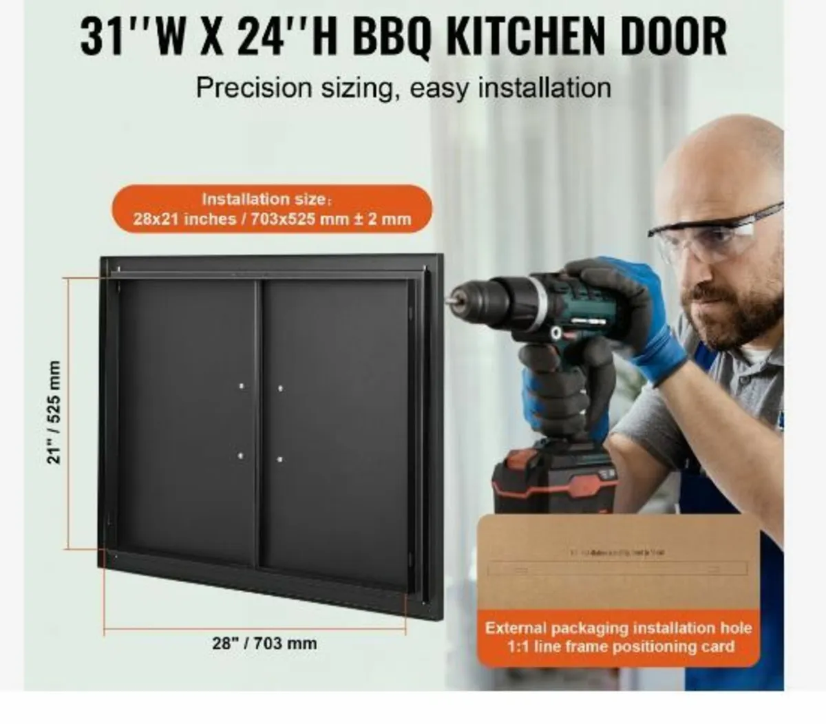 BBQ Access Door, 788x610 mm Double Outdoor - Image 2