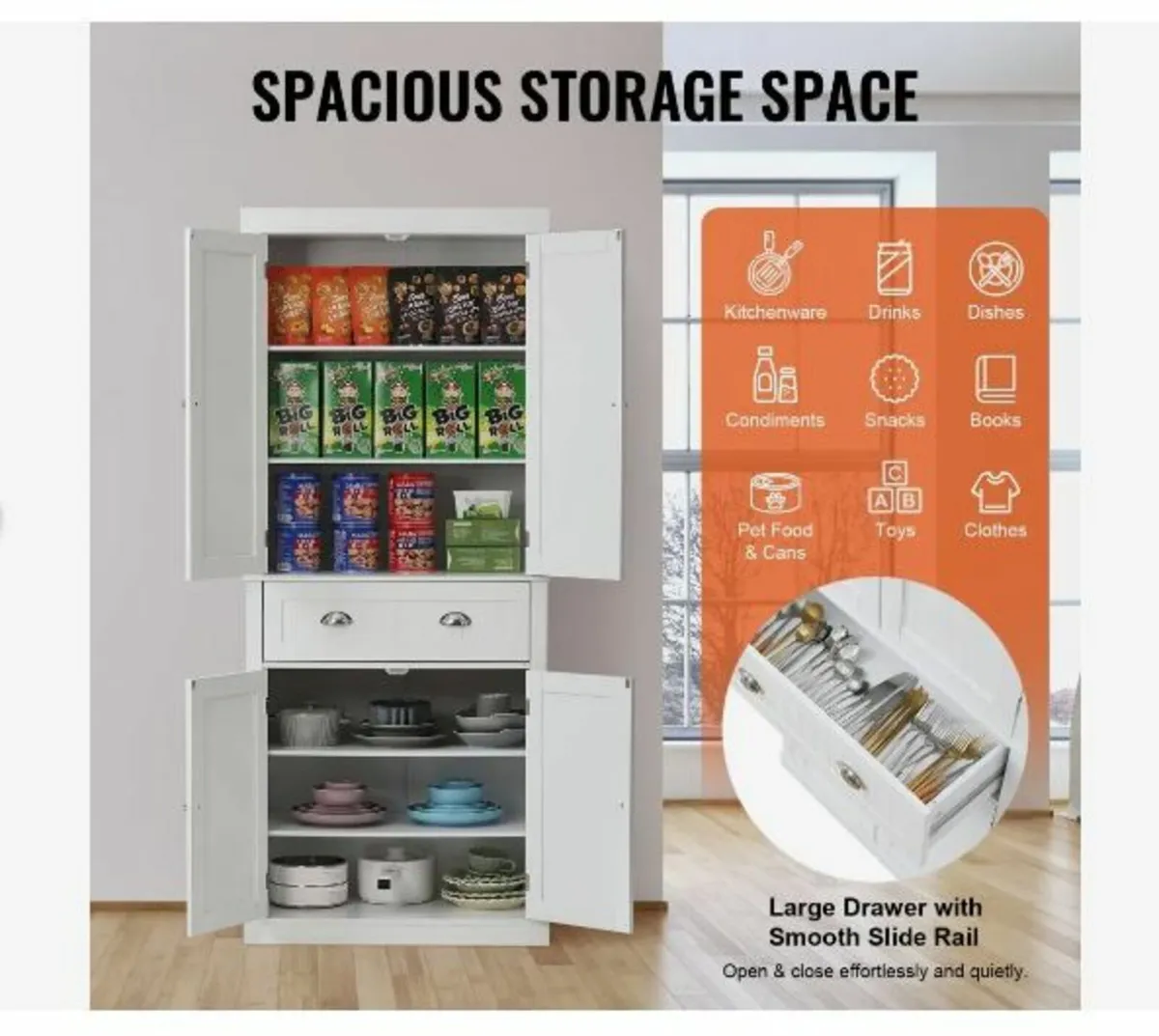 72" Kitchen Pantry Storage Cabinet - Image 3