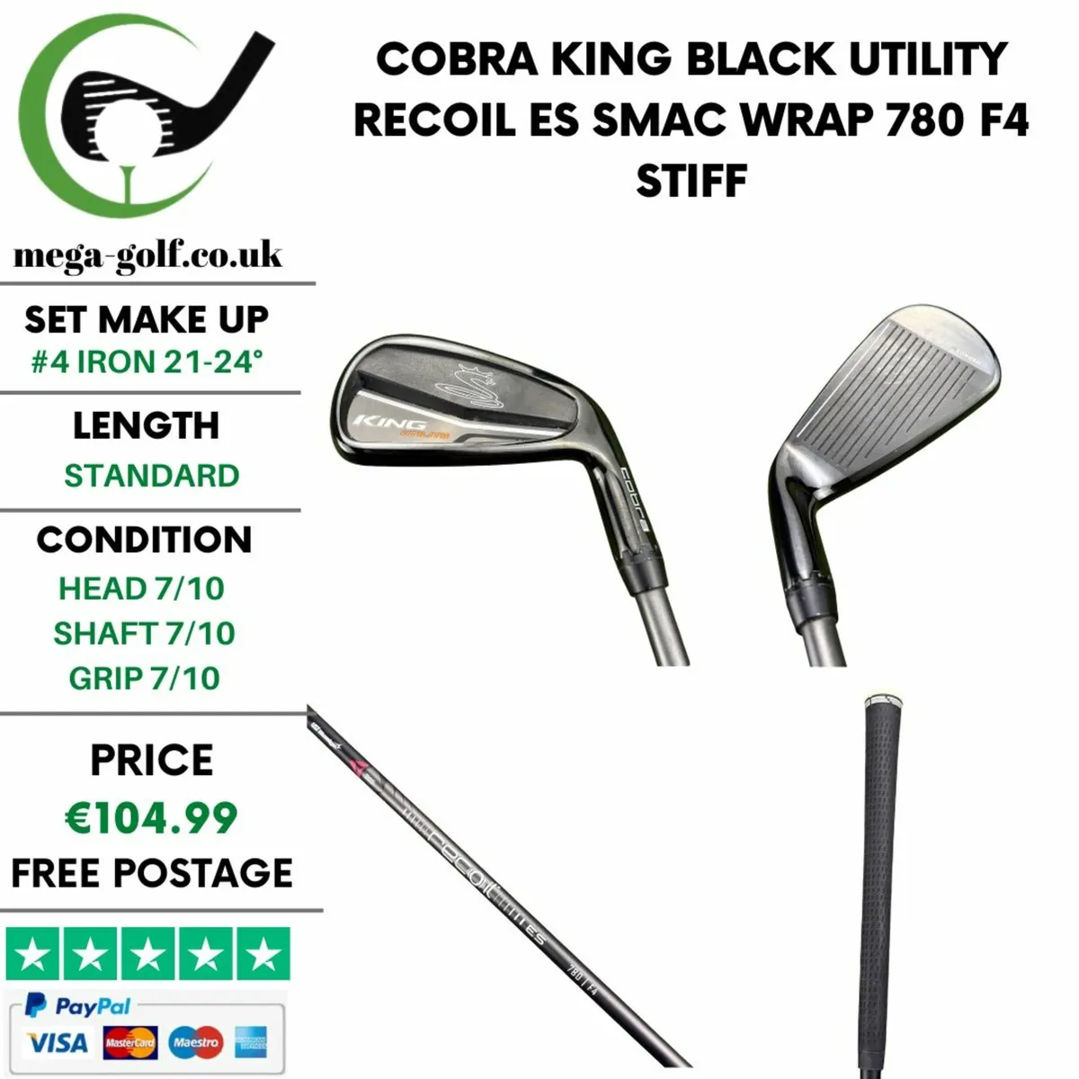 Cobra King Black Utility #4 Iron 21-24° / Stiff - Image 1