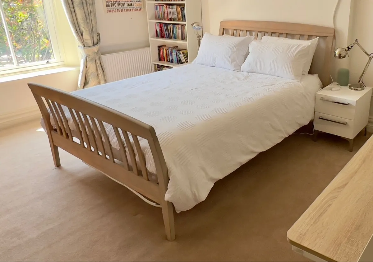 Light Oak Sleigh Bed