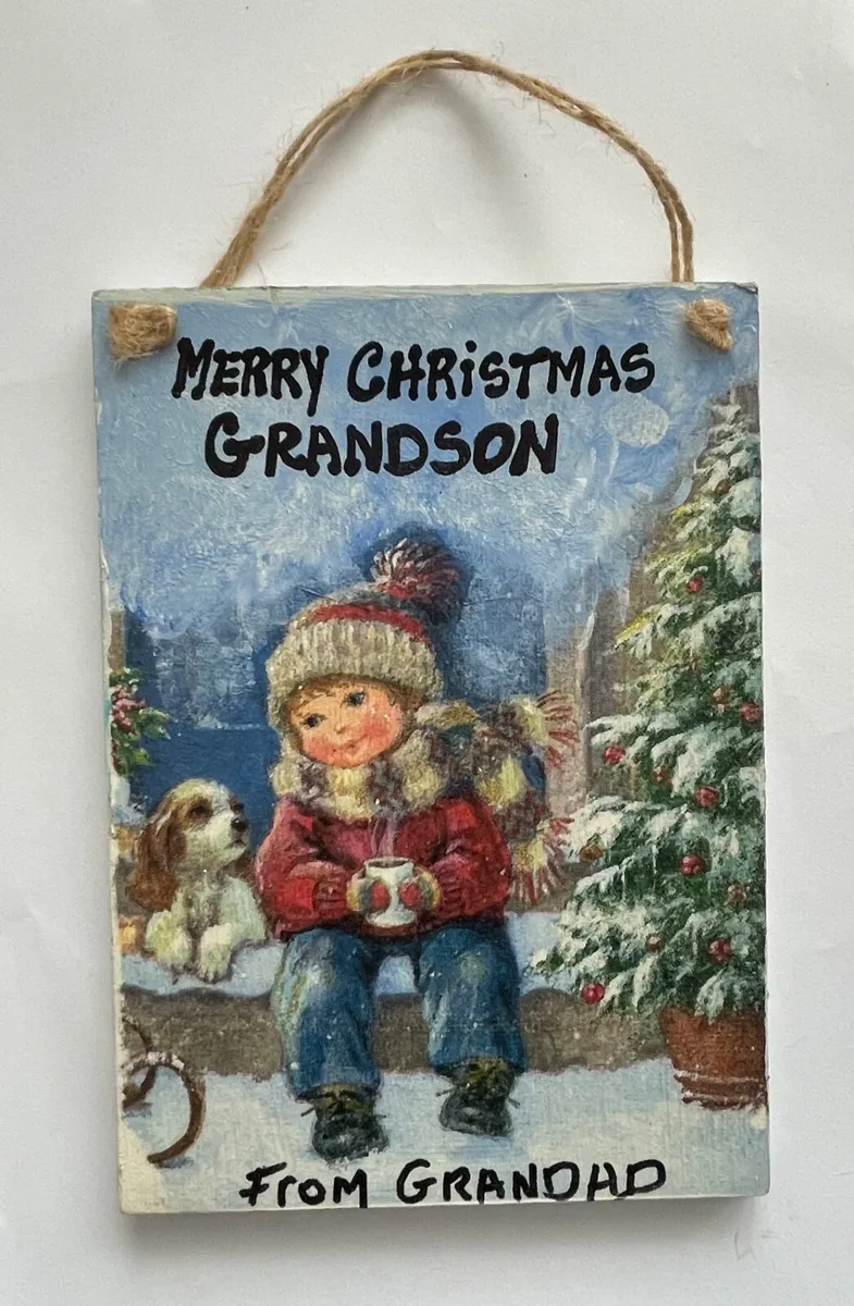 Retro Grandson Christmas Plaque/Sign
