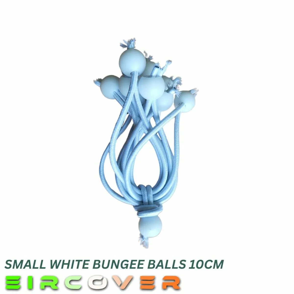 Small white bungee ball ties, 10cm (10 pk) - Image 4