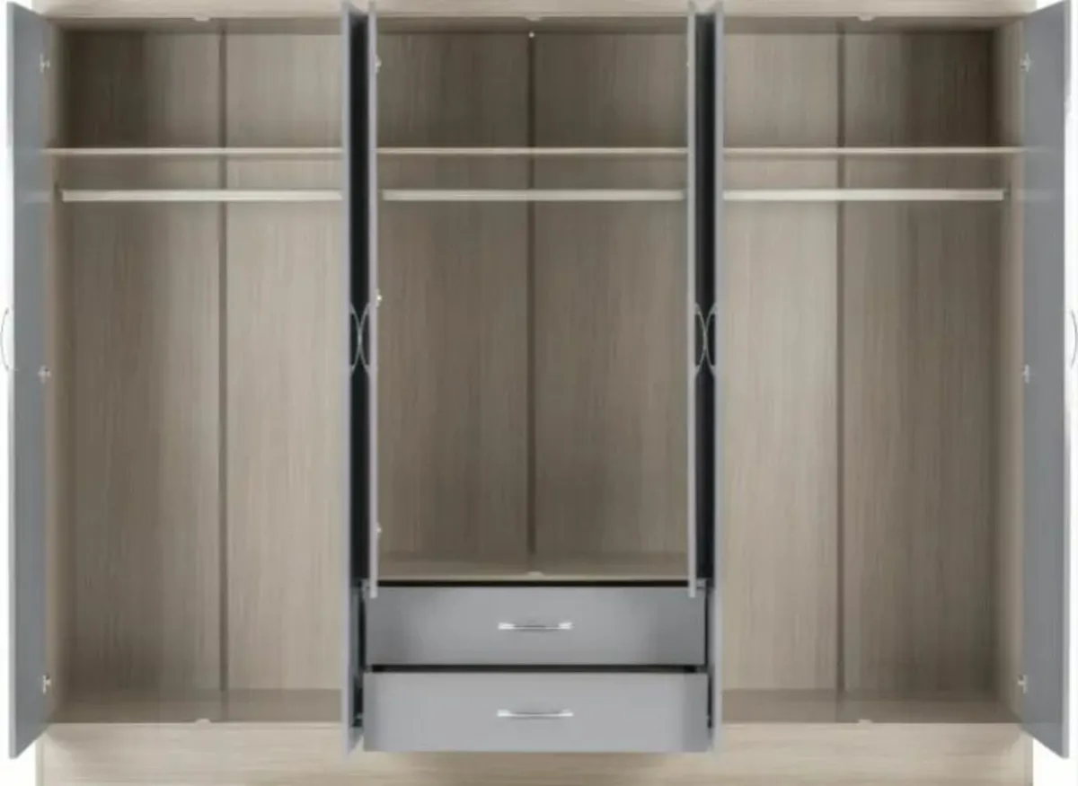 🚚 *Nevada 6‑Door 2‑Drawer Mirrored Wardrobe - Image 2