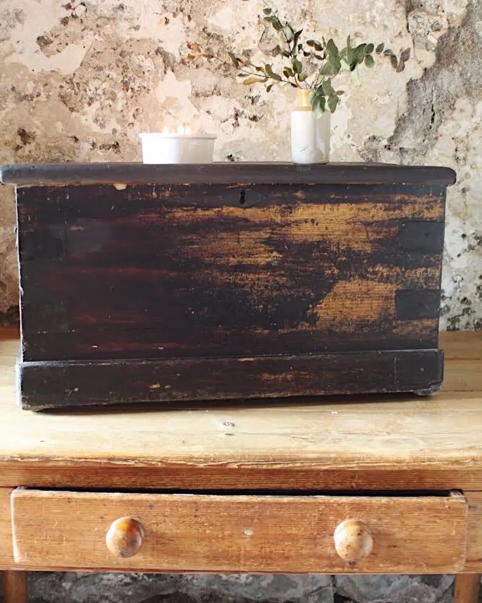 Antique Wooden Trunk - Image 1