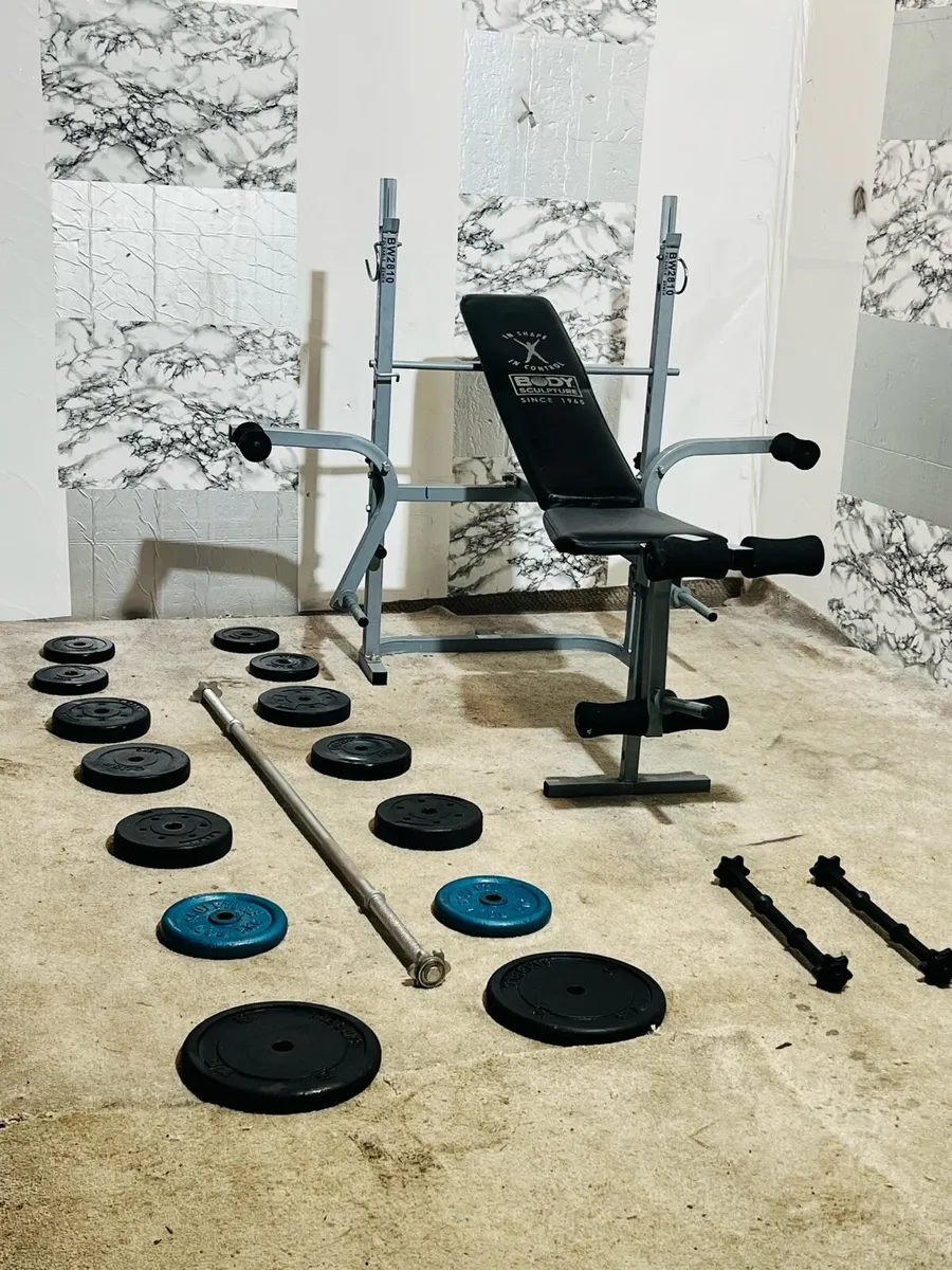 Body sculpture weighs bench 50kg weights bar dumbl - Image 1